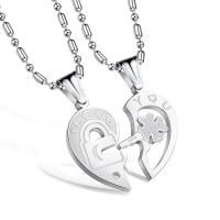 Couple Stainless Steel Necklace, 304 Stainless Steel, Heart, plated, fashion jewelry & for couple Approx 55 cm 