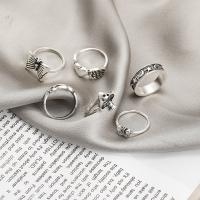 Zinc Set anillo de aleación, aleación de zinc, chapado, 6 piezas & Joyería & diferentes estilos para la opción & para mujer, Vendido por Set[