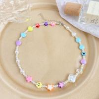 Glass Seed Beads Necklace, Zinc Alloy, with Seedbead & Polymer Clay & Plastic Pearl, fashion jewelry & for woman 