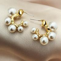 Pendiente de aleación de cinc con perlas plásticas, aleación de zinc, con Perlas plásticas, Joyería & diferentes estilos para la opción & para mujer, Vendido por Par