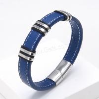 PU Leather Cord Bracelets, with 304 Stainless Steel, plated, Unisex Approx 21 cm 