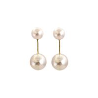 Brass Stud Earring, with Plastic Pearl, gold color plated, fashion jewelry & for woman, white [