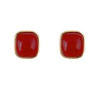 Brass Earring Clip, with Acetate & Resin, gold color plated, fashion jewelry & for woman 13mm 