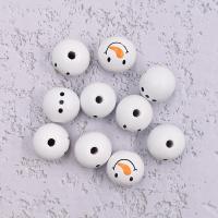 Perles en bois teints, Conception de Noël & DIY & styles différents pour le choix, blanc, 20mm, Vendu par PC[