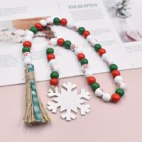 Christmas Hanging Decoration, Hemu Beads, with Linen, Christmas Design, multi-colored Approx 90 cm 