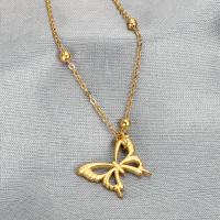 Titanium Steel Jewelry Necklace, Butterfly, Vacuum Ion Plating, fashion jewelry & for woman, golden, 15mm Approx 45-50 cm 