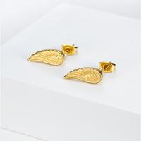 Titanium Steel Earrings, Wing Shape, Vacuum Ion Plating, fashion jewelry & for woman, golden 