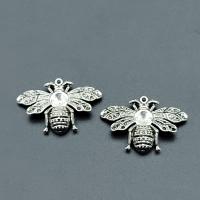 Zinc Alloy Pendant Rhinestone Setting, Bee, antique silver color plated, vintage & DIY Approx [