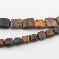 Eindruck Jaspis Perlen, Impression Jaspis, Quadrat, DIY & verschiedene Größen vorhanden, gemischte Farben, Länge:ca. 40 cm, verkauft von Strang[