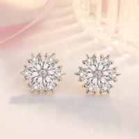 Cubic Zirconia Micro Pave Brass Earring, Snowflake, fashion jewelry & micro pave cubic zirconia & for woman [