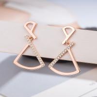 Cubic Zirconia Micro Pave Brass Earring, rose gold color plated, fashion jewelry & micro pave cubic zirconia & for woman [