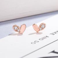 Cubic Zirconia Micro Pave Brass Earring, Heart, rose gold color plated, fashion jewelry & micro pave cubic zirconia & for woman 