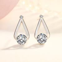 Cubic Zirconia Micro Pave Brass Earring, polished, fashion jewelry & micro pave cubic zirconia & for woman [