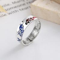 Sterling Silver Finger Ring, 925 Sterling Silver, Antique finish, fashion jewelry & Unisex & enamel, 5.5mm 