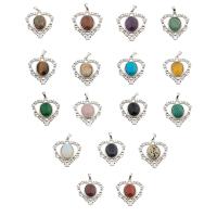 Gemstone Pendantifs en laiton, pierre gemme, avec laiton, coeur, différents matériaux pour le choix & unisexe Environ 5mm, Vendu par PC[