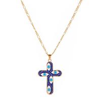 Enamel Zinc Alloy Necklace, with 1.97inch extender chain, Cross, KC gold color plated, fashion jewelry & for woman Approx 17.72 Inch 