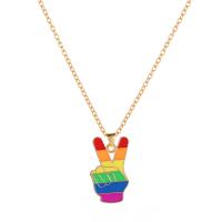 Enamel Zinc Alloy Necklace, with 1.97inch extender chain, KC gold color plated, fashion jewelry & for woman, rainbow colors Approx 19.29 Inch [