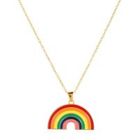 Enamel Zinc Alloy Necklace, with 1.97inch extender chain, Rainbow, KC gold color plated, fashion jewelry & for woman, rainbow colors Approx 16.93 Inch [