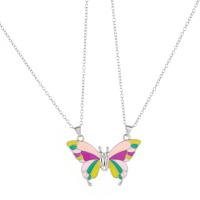 Enamel Zinc Alloy Necklace, with 1.97inch extender chain, Butterfly, 2 pieces & for woman Approx 19.29 Inch [