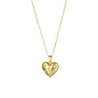 Cubic Zirconia Stainless Steel Necklace, 304 Stainless Steel, with 1.97inch extender chain, Heart, 18K gold plated, fashion jewelry & micro pave cubic zirconia & for woman, golden Approx 15.75 Inch 