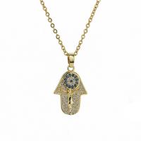 Evil Eye Jewelry Necklace, 304 Stainless Steel, plated, fashion jewelry & for woman & with rhinestone, golden Approx 15.75 Inch 