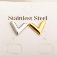 チタン鋼のイヤリング, チタン鋼, アルファベットV, ファッションジュエリー & ユニセックス, 無色, 2mm, 売り手 ペア[