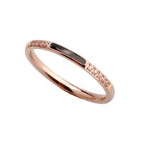 Titanium Steel Finger Ring, with Shell, Vacuum Ion Plating & for woman & with rhinestone, rose gold color 