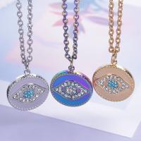 Evil Eye Jewelry Necklace, 304 Stainless Steel, Vacuum Ion Plating, fashion jewelry & for woman & with rhinestone Approx 50 cm 