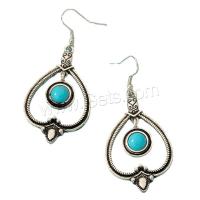 Turquoise Zinc Alloy Earring, with turquoise, silver color plated, fashion jewelry & folk style & for woman, green [