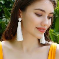 Fashion Tassel Earring, Seedbead, with Cotton Thread, fashion jewelry & for woman 