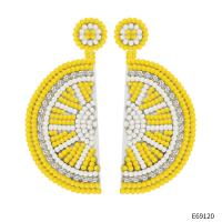 Glass Seed Beads Earring, Seedbead, Lemon, fashion jewelry & for woman & with rhinestone, yellow 