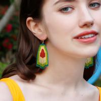Glass Seed Beads Earring, Seedbead, Avocado, fashion jewelry & for woman, green 