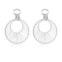 Zinc Alloy Drop Earring, Round, silver color plated, fashion jewelry & for woman [