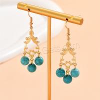 Turquoise Zinc Alloy Earring, with turquoise, gold color plated, fashion jewelry & for woman, mixed colors 