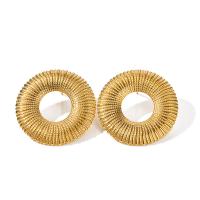 Stainless Steel Stud Earring, 304 Stainless Steel, Round, plated, fashion jewelry, gold, 25.4mm 