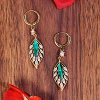 Zinc Alloy Rhinestone Drop Earring, Leaf, fashion jewelry & for woman & with rhinestone 