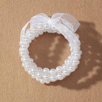 Pulseras de perlas plásticas, 5 piezas & Joyería & para mujer, Blanco, diámetro interior:aproximado 50mm, Vendido por Set