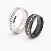 Нержавеющая сталь Rhinestone палец кольцо, Нержавеющая сталь 304, Другое покрытие, разный размер для выбора & инкрустированное микро стразы, Много цветов для выбора, продается PC