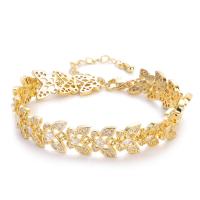 Cubic Zirconia Micro Pave Brass Bracelet, 18K gold plated & micro pave cubic zirconia, gold [
