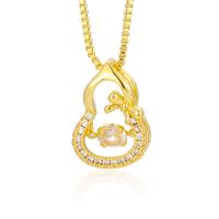 Cubic Zircon Micro Pave Brass Necklace, with 5CM extender chain, 18K gold plated & micro pave cubic zirconia & for woman, golden Approx 43 cm [