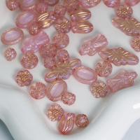 perles acryliques d'accent d'or , Acrylique, Vintage & DIY & mélangé, rose, 14mm, Vendu par sac
