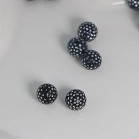 Perle acrylique, Rond, DIY & avec strass, noire, 12mm, Environ Vendu par sac