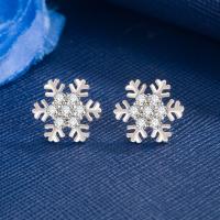 Cubic Zirconia Micro Pave Brass Earring, Snowflake, fashion jewelry & micro pave cubic zirconia & for woman 