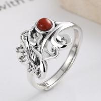 Sterling Silver Finger Ring, 925 Sterling Silver, with Yunnan Red Agate, Antique finish, fashion jewelry & for woman, 12mm 