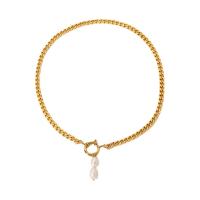 Bracelets de perles, Acier inoxydable 304, avec perle d'eau douce cultivée, Plaqué or 18K, bijoux de mode & pour femme, doré Environ 18.31 pouce, Vendu par brin[