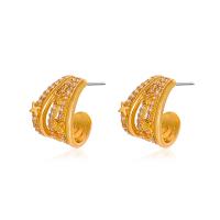 Cubic Zirconia Micro Pave Brass Earring, plated, fashion jewelry & micro pave cubic zirconia & for woman, 17mm 