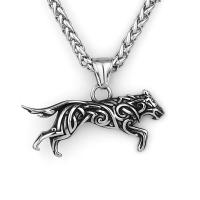 Titanium Steel Jewelry Necklace, Wolf, polished, fashion jewelry & for man cm 