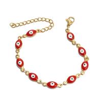 Evil Eye Jewelry Bracelet, 304 Stainless Steel, with 1.97inch extender chain, 18K gold plated, fashion jewelry & for woman & enamel Approx 6.1 Inch 