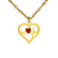 Titanium Steel Jewelry Necklace, with 1.97inch extender chain, Heart, Vacuum Ion Plating, fashion jewelry & for woman & with rhinestone Approx 15.75 Inch [