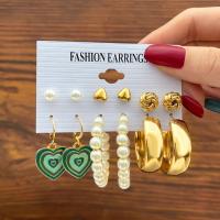 Enamel Zinc Alloy Drop Earring, with Plastic Pearl & Acrylic, 5 pieces & fashion jewelry & for woman 